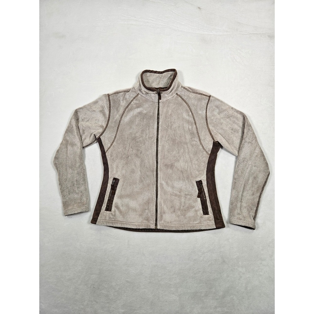 Kuhl Mens Full Zip Fleece Jacket Tan Brown Large High Pile Outdoor Layer